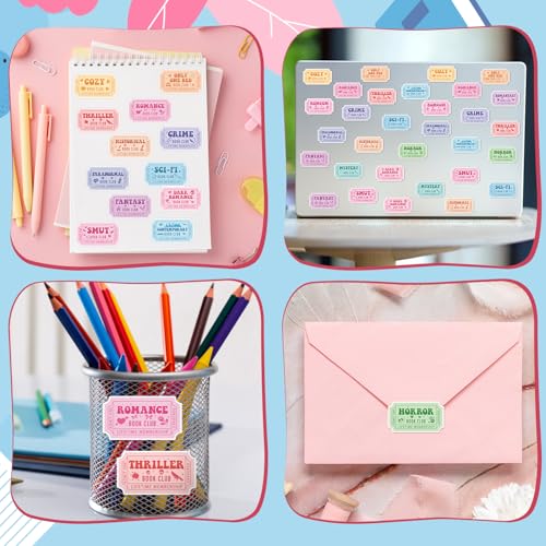 Book Ticket Sticker Roll - 2 Rolls Waterproof Vinyl Ticket Design Self Adhesive Library Decals for Laptop Water Bottle Journal Scrapbook Reading Log Reward Chart Classroom Bulletin Board Gift - style: Book Ticket