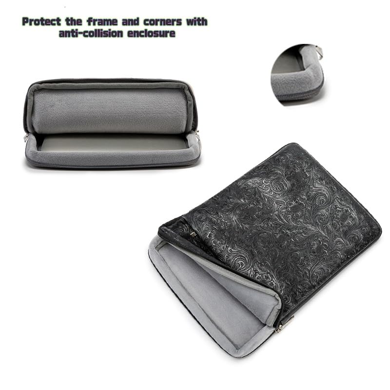 Kinmac 360° Protective Vertical Laptop Sleeve Case Cover Bag (Paisley Black PU, 12.5 inch-13.3 inch) - color: Paisley Black PU, size: 12.5 inch-13.3 inch