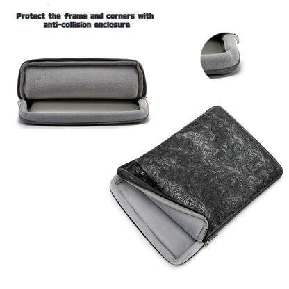 Kinmac 360° Protective Vertical Laptop Sleeve Case Cover Bag (Paisley Black PU, 12.5 inch-13.3 inch) - color: Paisley Black PU, size: 12.5 inch-13.3 inch
