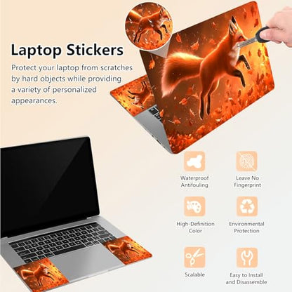 Laptop Skin Sticker Decal 15.6 Inch,12 13 13.3 14 15 15.6 in Laptop Netbook Skins for Notebook,Art Decal Removable Waterproof Scratch Resistant,Universal Vinyl Cover,Autumn Fox Red - color: Autumn Fox Red