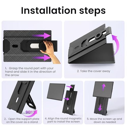 Laptop Screen Extender Portable Monitor - Dual 16" 1200P FHD Travel Monitor Fit for 13-17" Laptops Plug & Play 360° Rotating Detachable Stand Height Adjustable for Travel/Work/Study - size: 16.2"
