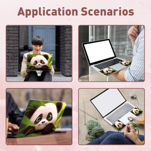PLIGREAT Cute Panda Laptop Decal Sticker Skin Cover, Cartoon Laptop Stickers Skins Decal Fits 12" 13" 13.3" 14" 15" Laptops Universal Removable Vinyl Notebook Art Protector Netbook PC Cover Decals