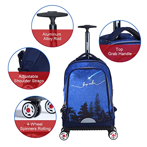Rolling Backpack with Wheels for Travel, Roller Backpack for Women, Wheeled Laptop Bag Fits 15.6 Inch Notebook - color: Falling Star