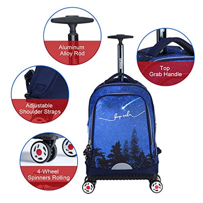 Rolling Backpack with Wheels for Travel, Roller Backpack for Women, Wheeled Laptop Bag Fits 15.6 Inch Notebook - color: Falling Star