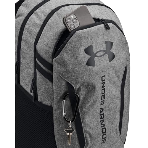 Under Armour Unisex-Adult Hustle 6.0 Backpack, (026) Castlerock Full Heather/Black/Black, One Size Fits Most - color: (026) Castlerock Full Heather / Black / Black, size: One Size