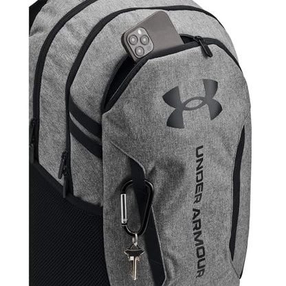 Under Armour Unisex-Adult Hustle 6.0 Backpack, (026) Castlerock Full Heather/Black/Black, One Size Fits Most - color: (026) Castlerock Full Heather / Black / Black, size: One Size