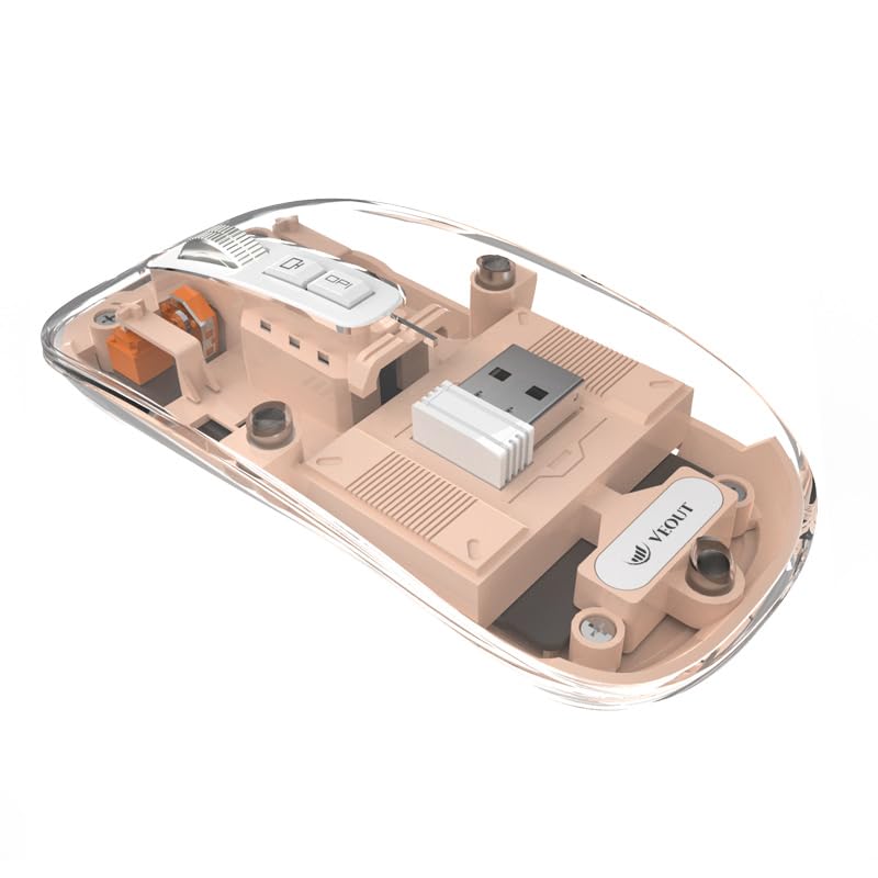 Veout Wireless Bluetooth Mouse, Portable Silent Click Rechargeable Mouse with USB Receiver, 3-Level DPI, Compatible with Laptop, PC, Mac, Tablet, Phone - color: Mouse-Pink