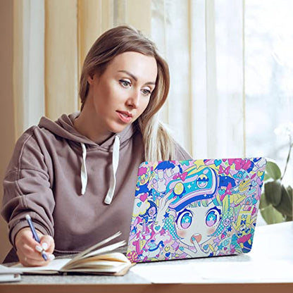 Laptop Skin Decal HP 15.6" - Kawaii Girl Laptop Cover Sticker No Cutting Required, No Bubble, Waterproof, Scratch Resistant - Including Wide Screen and Wrist Pad - size: 15.6 inch