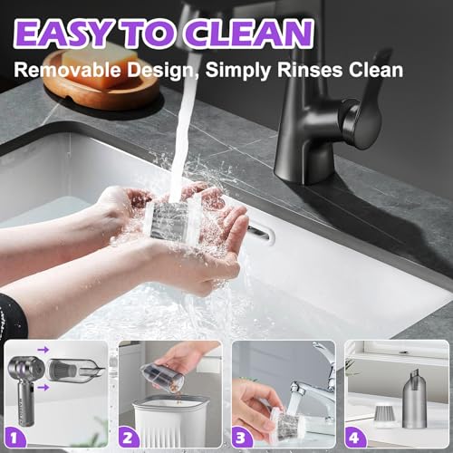 WADEO Handheld Vacuum Cordless, 4-in-1 21000PA Brushless Car Vacuum & 210000RPM Air Duster 6000mAh Battery Air Blower Wireless Handheld Vacuum for Car, Office and Home Cleaning