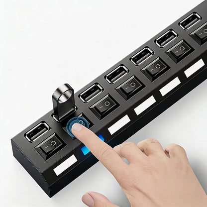 1pc High-Speed USB 2.0 Hub with Independent Switch, USB Hub, Laptop Power Adapter, Compatible with Laptop
