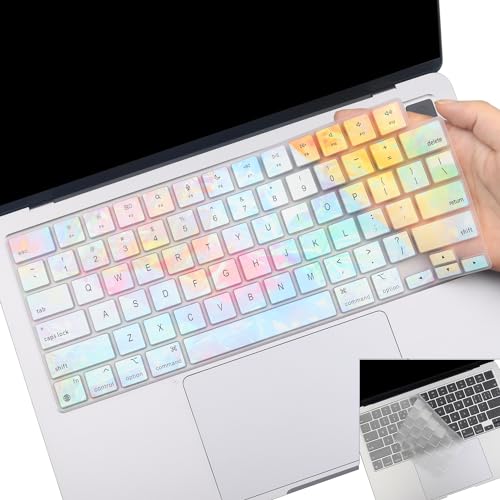 2 Pack Colorful Keyboard Cover for 2026-2023 MacBook Air 13"15" M5 M4 M3 M2, 2026-2021 MacBook Pro 14" 16" M5 M4 M3 M2 M1 Pro/Max,Keyboard Skin for 14.2" 16.2" MacBook Pro /13.6" 15.3"MacBook Air, US - color: Dazzlet+TPU