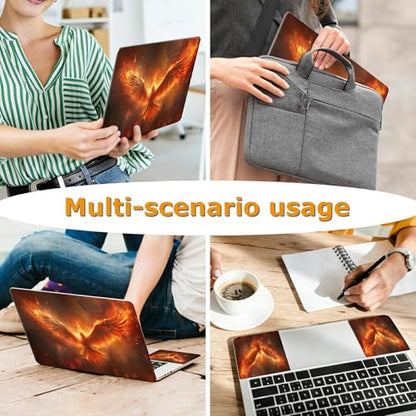 Universal Laptop Skin Sticker with 2 Wrist Pad Decals, 3-Piece Removable Vinyl Laptop Cover, Fire Phoenix Waterproof Anti-Scratch, Easy-Trim Fit for 13.3" 14" 15.6" Laptops - color: Fire Phoenix