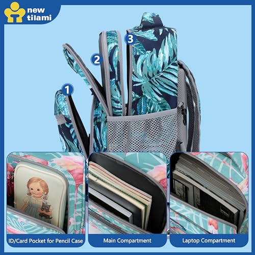 NEW TILAMI Rolling Backpack for Kids 18 Inch Wheeled Laptop Backpack Kids School Travel - color: Leaves