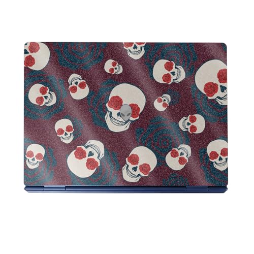 Glossy Glitter Laptop Skin Compatible with Alienware 16/16X Aurora (2025) - Skulls N Roses - Premium 3M Vinyl Protective Wrap Decal Cover - Easy to Apply | Crafted in The USA by MightySkins - color: Skulls N Roses, size: 16/16X Aurora (2025) Full Cover Sk