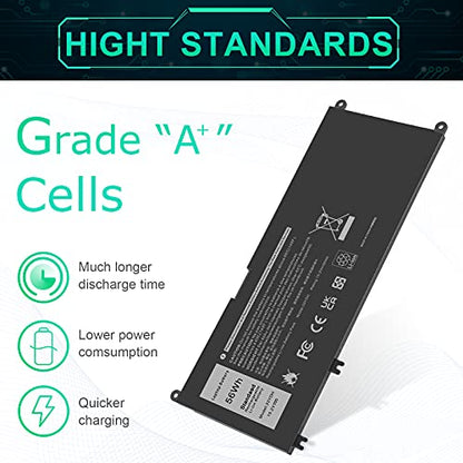 ASUNCELL 56WH 33YDH Battery for Dell Inspiron 17 7000 7786 7779 7773 7778 G3 3579 3779 G5 5587 G7 7588 15 7577 Latitude 13 3380 14 3490 15 3590 3580 99NF2 PVHT1 P72F P30E 81PF3 081PF3 P30E001 - size: 33YDH 8.94 × 4.96 × 0.71 in