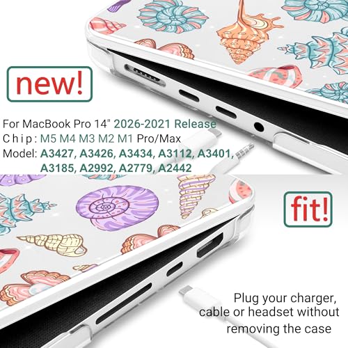 TWOLSKOO Compatible with MacBook Pro 14 inch Case M5 2026 2025-2021 Release M4 M3 M2 M1 Pro/Max Chip, Plastic Hard Shell & Keyboard Cover & USB C to USB Adapter & Screen Film, Colorful Shells - color: Colorful Shells