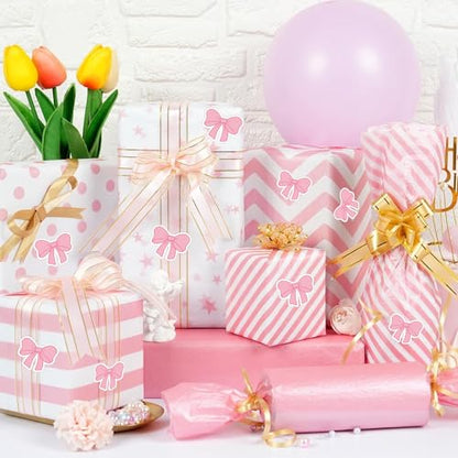 for iPad Case with 10 Sets of 120 Pcs Cute DIY Vinyl Laptop Stickers Tweezers Decals,Waterproof Aesthetic Stickers Suitable for Phone,Water Bottles, Cups, Suitcases, Anywhere-Little PinkBow - color: Little Pink Bow