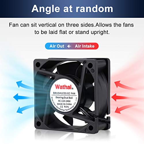 Wathai EC AC Axial Brushless Cooling Fan 110V 120V Dual Ball 60mm x 25mm | 110V - 240V 2 inch 60mm Muffin Mini Fan Big Airflow 60x60x25mm for External Electronics Cooling - style: 60x25mm