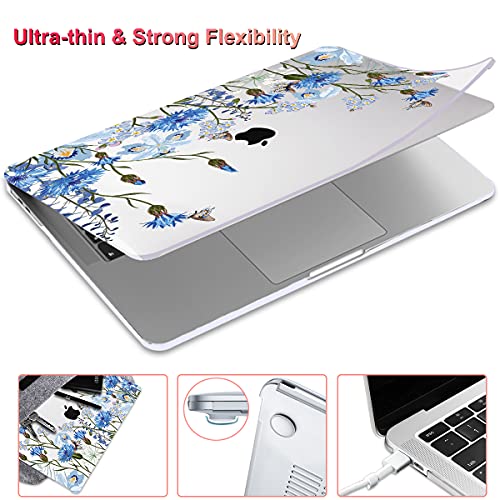 Compatible with MacBook Air 13 Inch Case 2018 2019 2020 2021 Release A2337 M1 A1932 A2179 Touch ID, Plastic Hard Case Keyboard Cover Screen Protector for Mac Air 13 M1, Tropical Blue Flowers - color: Tropical Blue Flowers