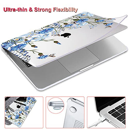 Compatible with MacBook Air 13 Inch Case 2018 2019 2020 2021 Release A2337 M1 A1932 A2179 Touch ID, Plastic Hard Case Keyboard Cover Screen Protector for Mac Air 13 M1, Tropical Blue Flowers - color: Tropical Blue Flowers