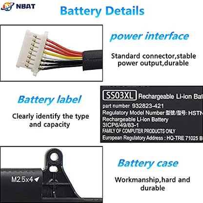SS03XL Battery SS03XL Laptop Battery for HP EliteBook 840 745 g5 Battery 730 735 740 745 755 830 836 840 846 G5 735 745 830 840 G6 ZBOOK 14U G5 G6 Series HSN-I12C 933321-855 932823-421 11.55V 50Wh - size: SS03XL