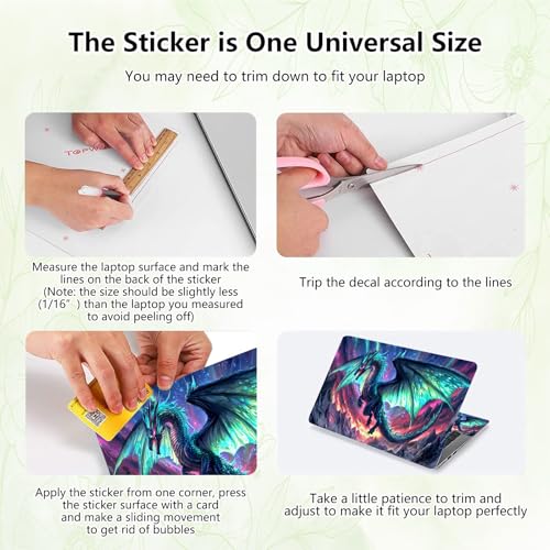 Laptop Skin Sticker Decal, Universal Reusable Vinyl Laptop Cover for 12" 13" 13.3" 14" 15" 15.4" 15.6" Notebook PC, Waterproof Scratch-Resistant with 2 Wrist Pads, Easy to Apply & Remove,K Dragon - color: K Dragon