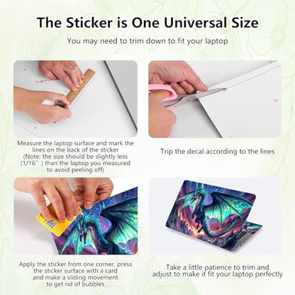 Laptop Skin Sticker Decal, Universal Reusable Vinyl Laptop Cover for 12" 13" 13.3" 14" 15" 15.4" 15.6" Notebook PC, Waterproof Scratch-Resistant with 2 Wrist Pads, Easy to Apply & Remove,K Dragon - color: K Dragon