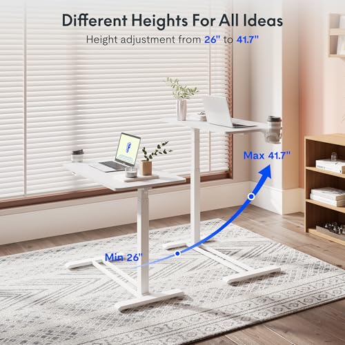 FLEXISPOT Adjustable C Table with Wheels, Mobile Snack Side End Table Sofa Couch Bedside Table Laptop Rolling Cart TV Tray Night Stand Small Space Side Table,(27.6" W x 15.7" D,White) - color: White, size: 28x16