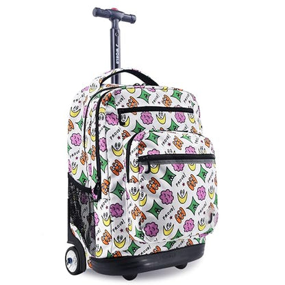 J World Sundance Laptop Rolling Backpack for Girls Boys. Roller Bookbag with Wheels, 20 Inch, Proud - color: Proud