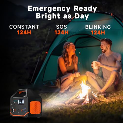 BailiBatt 300W Portable Power Station, 266Wh Solar Generator with 7 Outputs & Dual USB-C PD (24W+18W), 110V Pure Sine Wave AC, 6.5lb Lightweight Battery Backup for Camping, CPAP RV Home Blackout - color: White