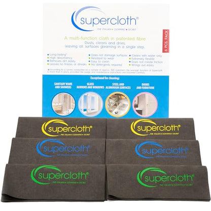 Supercloth® Premium Microfiber Cleaning Cloth for All-Purpose, Lasts Over 5 YEARS, Glasses Cleaning Cloth, Microfiber Cleaning Cloth for Cars, Magic Reusable Cloth Streak-Free 100% Made in Italy (6pk) - size: 6 Pcs