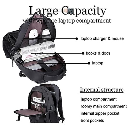 Travel Laptop Backpack for Men - Fits up to 15.6-inch Laptops, Computer Bag, Large Capacity Business Backpack with Multiple Compartments, Black - color: Black-263