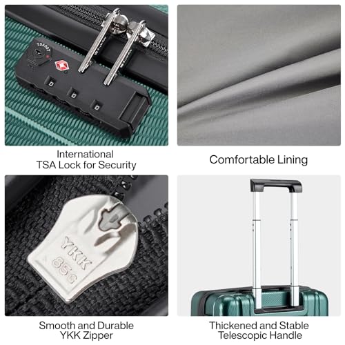 Hanke Luggage Sets 2 piece Carry On Luggage with Wheels PC Hard Shell Suitcases Lightweight Travel Luggage Travel Suitcase Woman Men 20/29 Inch (Blackish Green) - color: Blackish Green, size: 2 Piece Set（20/29）