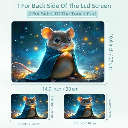 Universal Laptop Skin Decal, 3-Piece Vinyl Protector for 12 13 14 15.6" Notebook, Waterproof Anti-Scratch, Easy Trim & Bubble-Free Finish, Cute Little Mouse - color: Cute Little Mouse