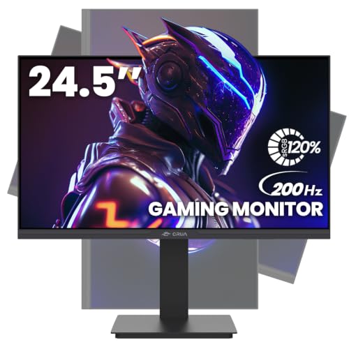 CRUA 24.5" FHD 200Hz Vertical Monitor, Height/Pivot/Swivel/Tilt Adjustable | 120%sRGB Color, FreeSync, HDMI/DP, Low Blue Light, and 75x75mm Wall Mount for PC Gaming, Coding, Streaming, Study, and Office - size: 24.5Inch