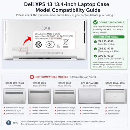 Batianda Coquette Ribbon Case for Dell XPS 13 Laptop 2024 2025 | Fits Model Number 9340/9345/9350 13.4" Display, Slim Hard Shell, Lightweight Scratch-Resistant with Professional Protection - color: Coquette Ribbon