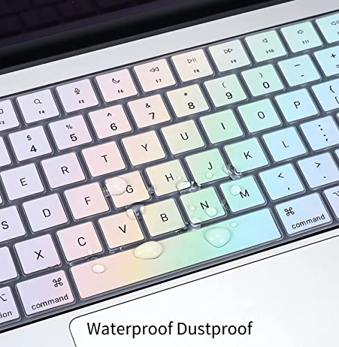 CaseBuy Keyboard Cover for 2026-2023 MacBook Air 15 & 13.6 M5 M4 M3 M2 A3448 A3241 A3114 A2941 A3449 A2681 A3113 A3240, 2026-2021 MacBook Pro 14 & 16 M5-M1 Pro/Max A3426 A3427 A3428 A3429(Touch ID) - color: Rainbow, size: MacBook Pro 14/16 Inch