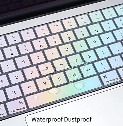 CaseBuy Keyboard Cover for 2026-2023 MacBook Air 15 & 13.6 M5 M4 M3 M2 A3448 A3241 A3114 A2941 A3449 A2681 A3113 A3240, 2026-2021 MacBook Pro 14 & 16 M5-M1 Pro/Max A3426 A3427 A3428 A3429(Touch ID) - color: Rainbow, size: MacBook Pro 14/16 Inch