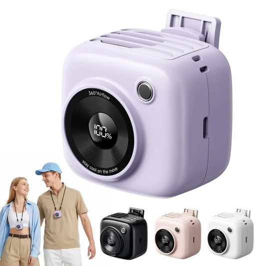 Portable Waist Fan, Rechargeable Wearable Fan w/ LED Display, 3 Speeds, 3000mAh Battery, 10H Runtime, Mini Turbo Airflow, Clip on Belt/Shirt/Hat, for Travel,Outdoor, Concert,Gift for Men Women-1 PACK - color: Purple-1 Pack