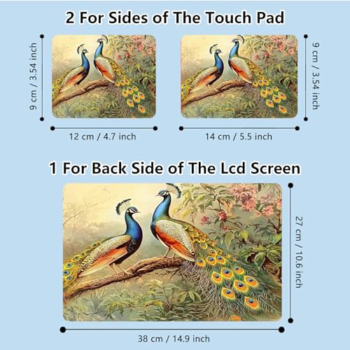 Universal Laptop Skin Sticker with 2 Wrist Pad Skins, Waterproof Scratch Resistant Vinyl Laptop Cover Decal, Cut to Fit for 11–15.6 Inch MacBook HP Dell Lenovo, Peacock - color: Peacock