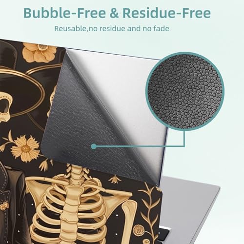 Universal Laptop Skin Decal, 3-Piece Vinyl Protector for 12 13 14 15.6" Notebook, Waterproof Anti-Scratch, Easy Trim & Bubble-Free Finish, Skeleton Couple in Love - color: Skeleton Couple in Love