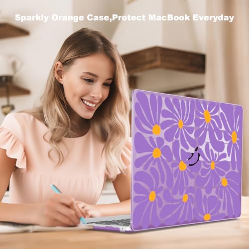 Teryeefi Compatible with MacBook Air 13 inch Case M1 2021 2020 2019 2018 Release A2337 A2179 A1932 with Touch ID, Plastic Hard Shell & Keyboard Cover & USB Adapter - Abstract Purple Flower 134 - color: Abstract Purple Flower 134
