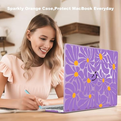Teryeefi Compatible with MacBook Air 13 inch Case M1 2021 2020 2019 2018 Release A2337 A2179 A1932 with Touch ID, Plastic Hard Shell & Keyboard Cover & USB Adapter - Abstract Purple Flower 134 - color: Abstract Purple Flower 134