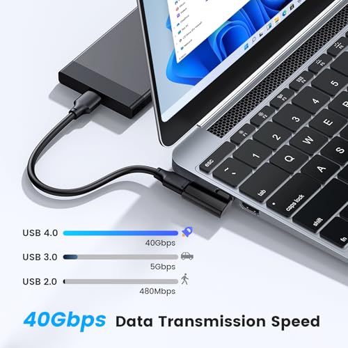 Upgraded USB 4.0 Digital Display USB C Male to Female 40Gbps Adapter (2 Pack), Right Angle PD 3.1 140W Power 8K@60Hz Video Compatible with iPhone 16, MacBook and More USB-C Devices, Black - style: AY-Cm-Cf-dd-bk