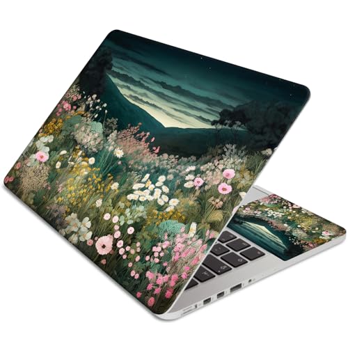 15.6 Inch Laptop Skin Sticker, Reusable Vinyl Cover Protector with 2 Wrist Pad Skins, Removable Waterproof Scratch-Resistant for 12-15.6 Inch Laptop Notebook,Wildflower Field - color: Wildflower Field