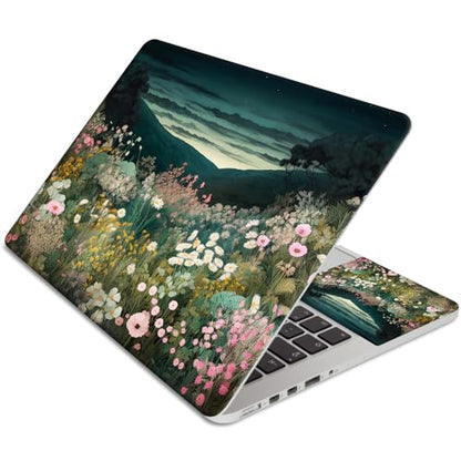 15.6 Inch Laptop Skin Sticker, Reusable Vinyl Cover Protector with 2 Wrist Pad Skins, Removable Waterproof Scratch-Resistant for 12-15.6 Inch Laptop Notebook,Wildflower Field - color: Wildflower Field
