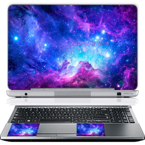 Meffort Inc Personalized Laptop Skin Sticker Cover Art Decal with Wrist Pad, Customize Your Text (12-12.5 Inch, Galaxy Clouds) - color: 3500, size: 12 - 12.5 Inch