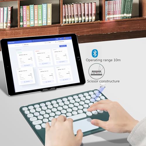 Wireless Bluetooth Keyboard with Touchpad 10 inch Portable Rechargeable Slim Keyboard for iPad Pro/iPad Air/iPad 9.7/iPad 10.2/iPad mini and Other iOS Android Windows Devices(Dark Green) - color: dark green