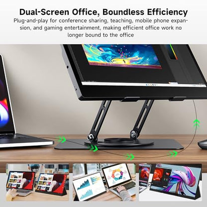 15.6" Portable Monitor 4K OLED Touchscreen, 100% Adobe RGB 10-Bit Color, USB-C External Display for Laptop, PC, Mac, Phone, Gaming, with Smart Cover & Stand