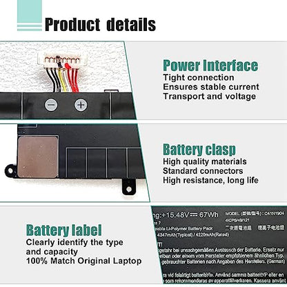 C41N1904 C41N1904-1 Battery for ASUS ZenBook 14 UX425UA UM425IA UX425EA UX425JA 13 BX325JA UX325EA UX325JA UX325SA UM325SA UX363EA UX363JA S UX371 UX393 UX393EA UX371EA S14 S435 S435EA - size: 12.67*3.34*0.31inch C41N1904